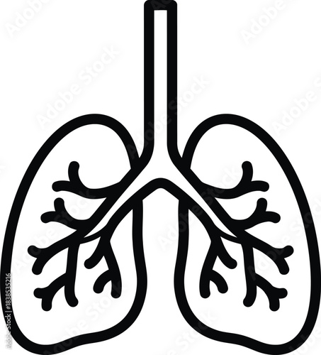 Human Lungs Anatomy Line Icon