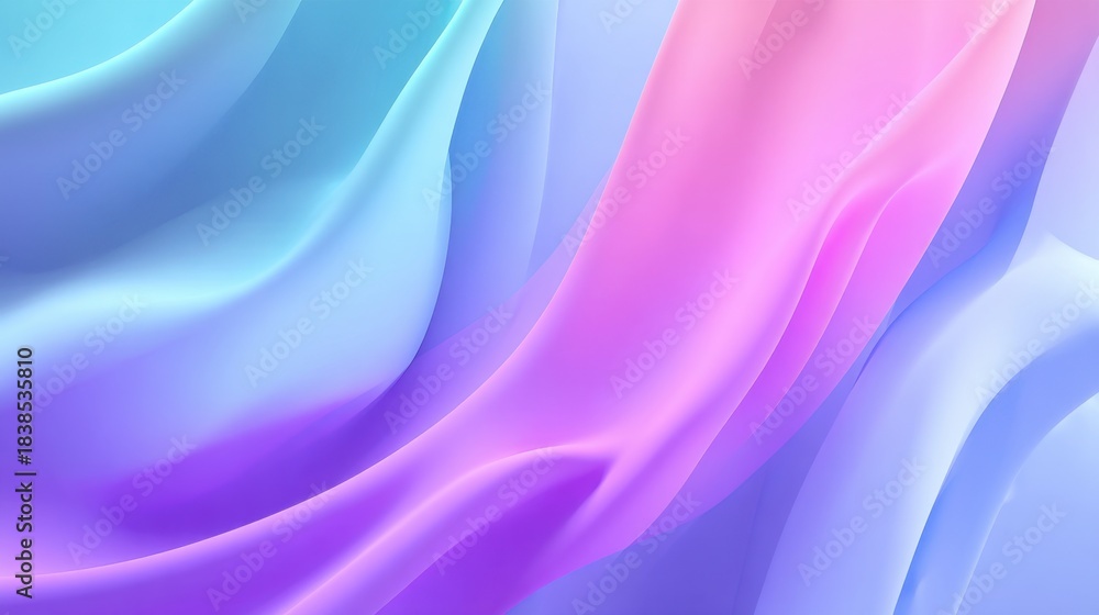 Fototapeta premium Wavy layers of blue and purple blend together creating a soft and dynamic look. The folds and curves suggest movement capturing attention in a digital design.
