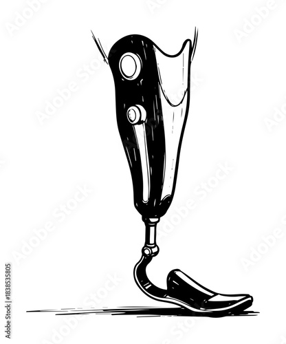 modern prosthetic leg running blade vector shape silhouette