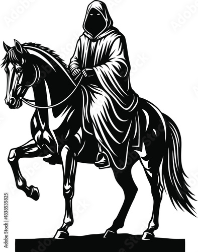 Hooded Rider on Horse Vector