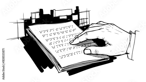 braille book reading blind person sketch vector