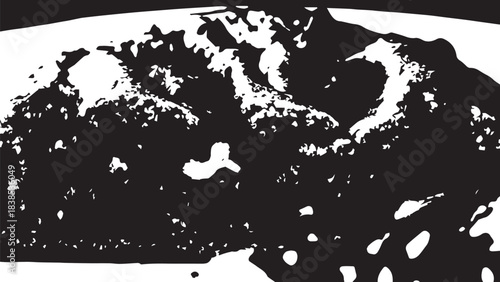 Monochrome rugged mountainscape with jagged rocks and dramatic shadows.