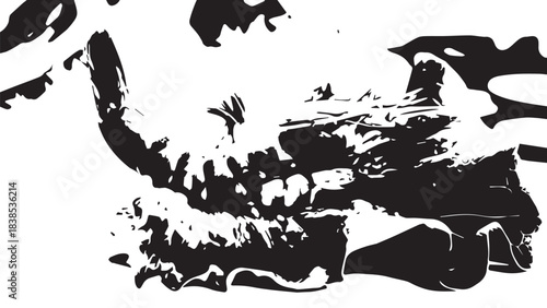 High Contrast Black and White Silhouette of an Animal in Motion.