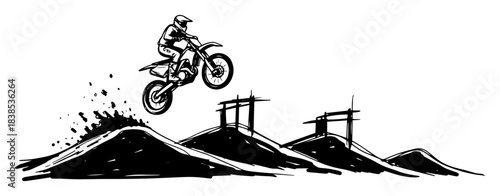 motocross rider jump extreme sport vector black silhouette
