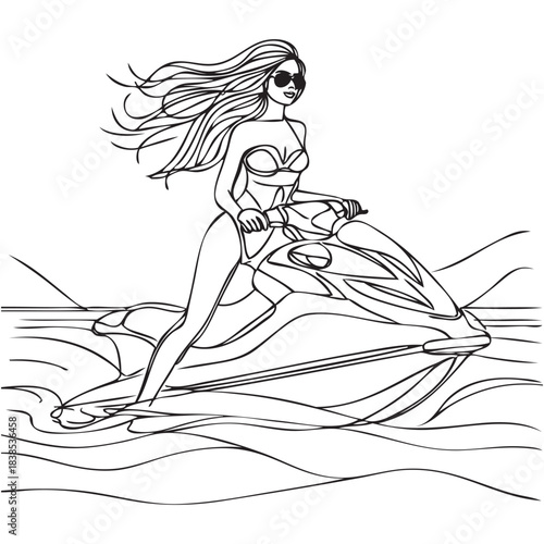 A girl laughing.  Vector illustration.
