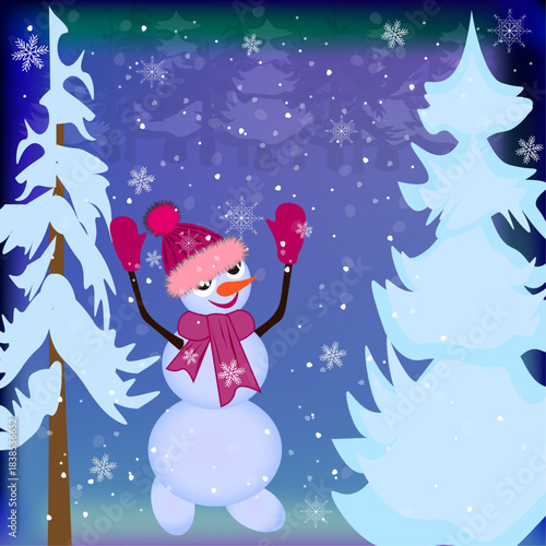 christmas card with snowman