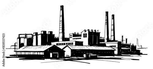 heavy industry factory plant sketch vector