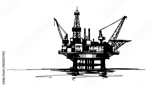 offshore oil rig platform sketch vector