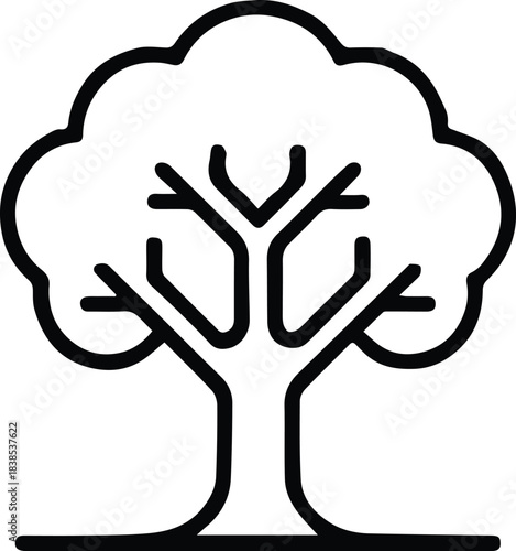 tree minimalist line art for landscape gardening and urban planning