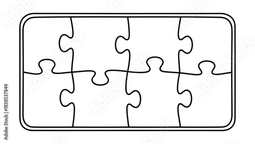 Minimalist outline puzzle piece set with rectangular design