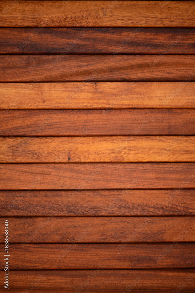 Naklejka premium Rich Brown Natural Wood Siding Texture Background with Horizontal Overlapping Planks
