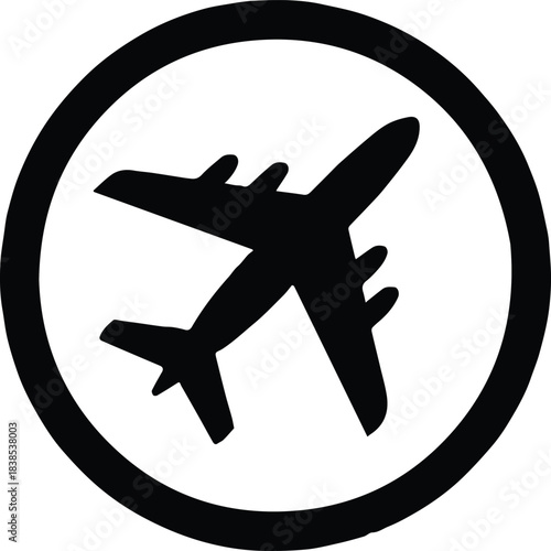 airplane icon circular badge for airport wayfinding and maps