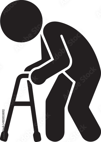walker mobility icon elder support symbol for medical and care use