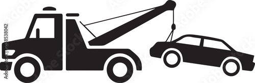 towing wrecker hook and cable car recovery vector icon set