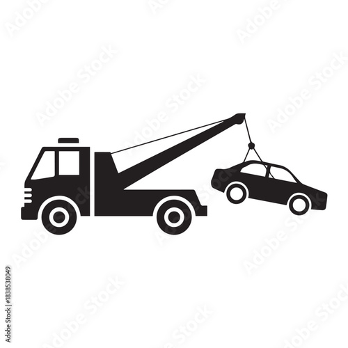 towing tow truck silhouette vector for roadside assistance icon