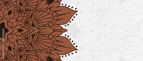 half floral ornament placed on a textured paper background, mixing earthy brown tones with elegant corner decoration. Theme Natural, rustic, vintage.for Certificate templates, invitation corners, anti