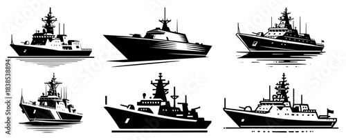 Set of Navy Warship Silhouettes