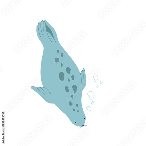 Vector hand-drawn illustration of seal. Sketch of ocean animal.