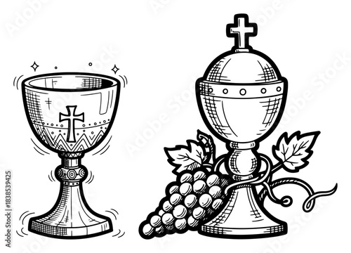 Chalice and Ciborium with Grapes Eucharist
