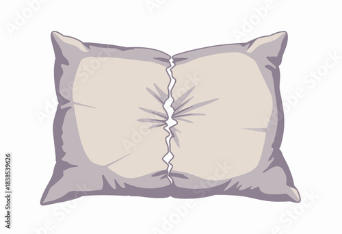 Illustration of Two Soft Joined Pillows with Light Beige Center and Lavender Edges on a White Background