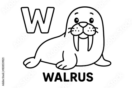 Cute letter w animal drawing for kids learning activities