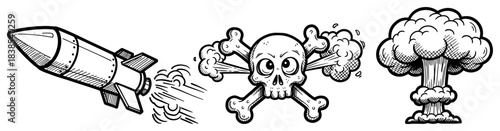 Missile Skull and Mushroom Cloud Icons