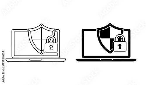 Laptop security icons shield protection digital safety