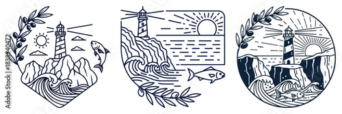 Lighthouse Coastal Badge Set