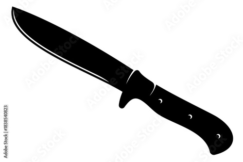 Detailed Black Silhouette Vector of a Tactical Dagger or Combat Knife, Ideal for Military, Security, or Survival Designs