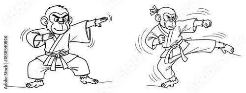 Karate Monkey Characters Training
