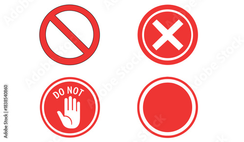 Prohibited signs collection red white stop restriction icons