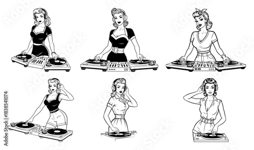 Pinup Female DJ Turntable Set