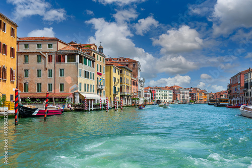 Fototapeta Naklejka Na Ścianę i Meble -  Grand Canal with gondola in Venice, Italy. Architecture and landmarks of Venice. Venice postcard