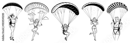 Pin Up Parachuting Girls Set