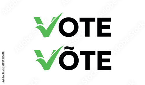 Vote and voting rights graphic with checkmark symbol
