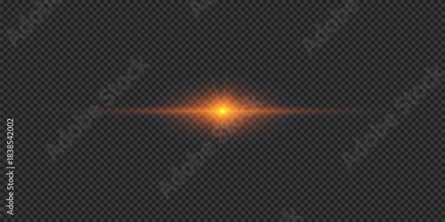 Orange horizontal light effect of lens flares