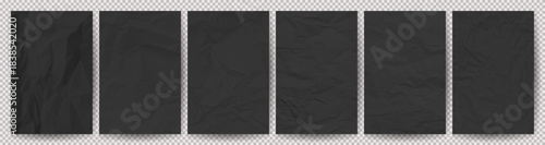 Big set of black clean crumpled papers