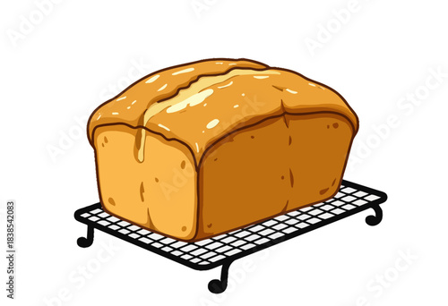 Golden brown bread loaf cooling on a wire rack with glistening crust and soft fluffy texture showcasing perfect home-baked artisan craftsmanship.