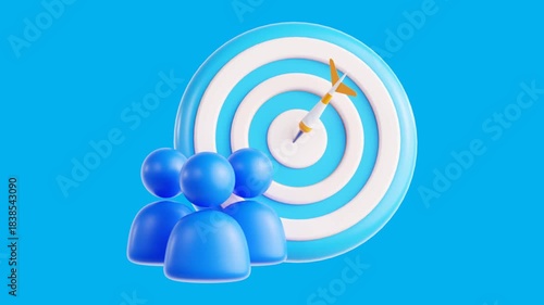 Animated 3D Rendered Target Audience Icon. Customer Segmentation, Marketing Strategy and Business Focus Loop Video