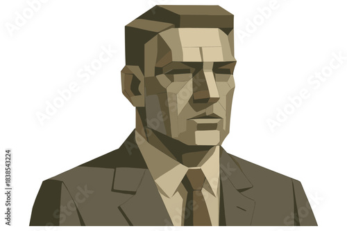 Geometric low poly style portrait of a businessman in formal attire