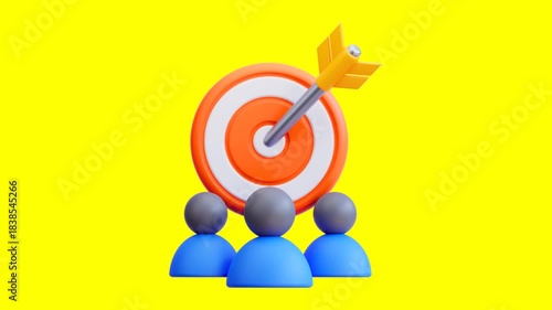 Animated 3D Target Customer Icon. Audience Targeting, Marketing Strategy and Customer Focus Loop Video