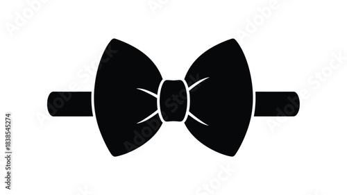 A simple black and white illustration of a classic bow tie design clearly visible