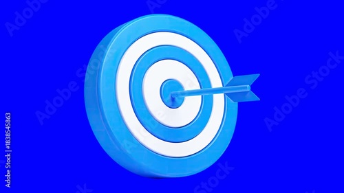Animated 3D Target Graphic with Arrow in Center. Business Goal, Precision and Success Strategy Loop Video