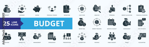 Budget glyph style Icon Pack Illustration Vector