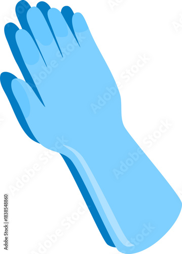 Blue Disposable Glove Icon Vector Illustration of a Single Blue Glove