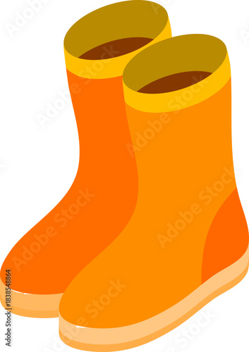 A pair of bright orange rain boots, perfect for puddles and rainy day adventures