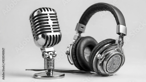 Vintage Microphone and Headphones