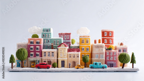 Fototapeta Naklejka Na Ścianę i Meble -  Handmade Crocheted Cityscape