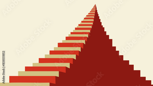 An endless staircase ascends towards a distant peak, symbolizing progress, ambition, and the journey of achievement.