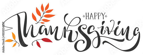 Happy Thanksgiving calligraphy text for greeting card